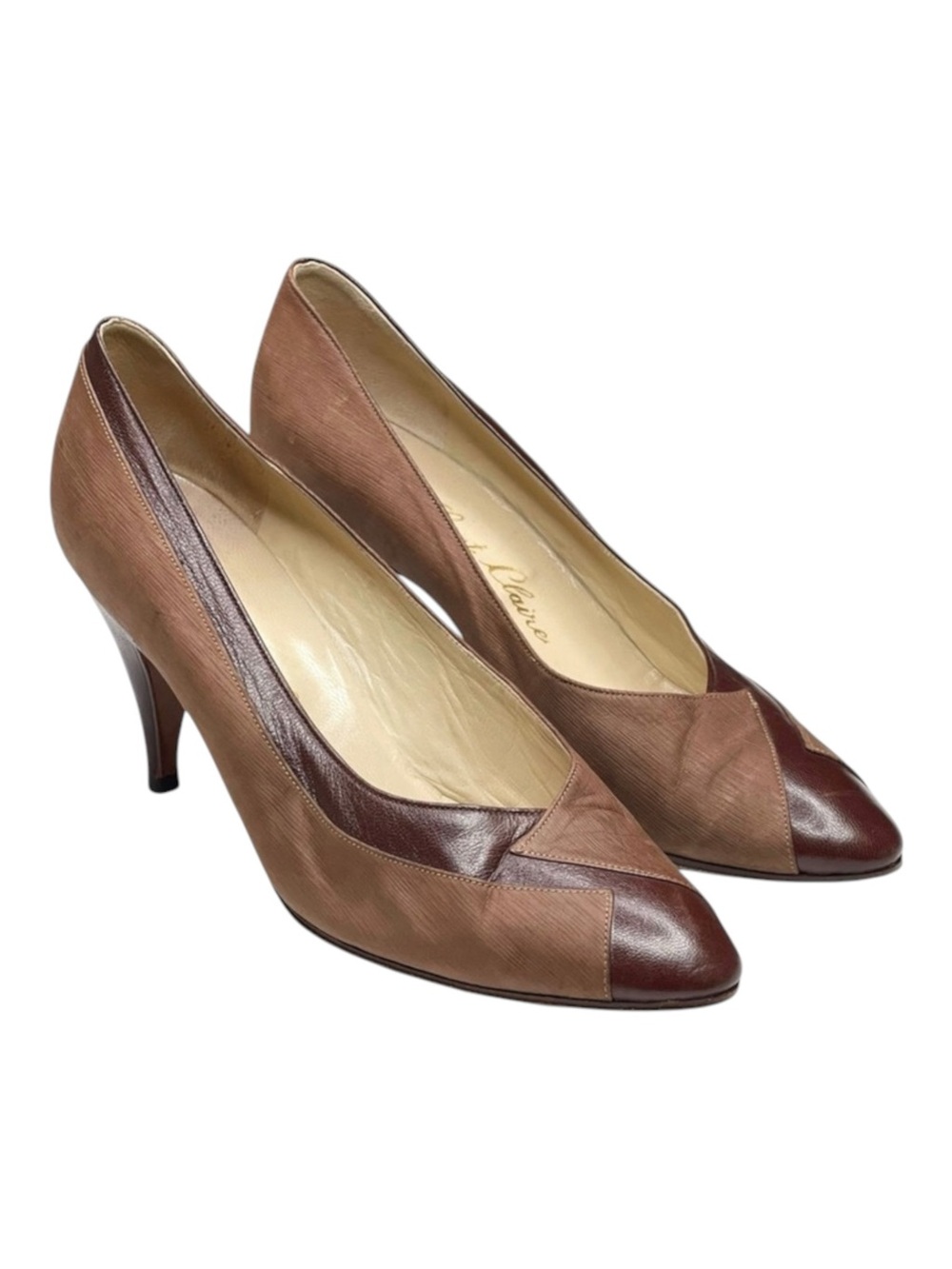 Vintage 70’s: Saint Claire ⊛ Italy Soft Glove Leather Pumps ⊛ Dusty Rose 2 Tone - Picture 2 of 16